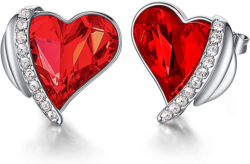 Collier en argent cœur rouge orné de cristaux Swarovski® - Carallor l Site Officiel l Bijoux Uniques