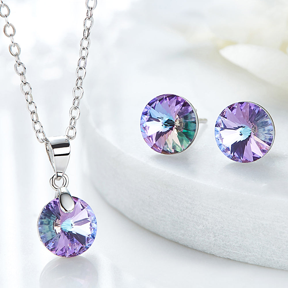 Purple Stained Glass Set in Silver