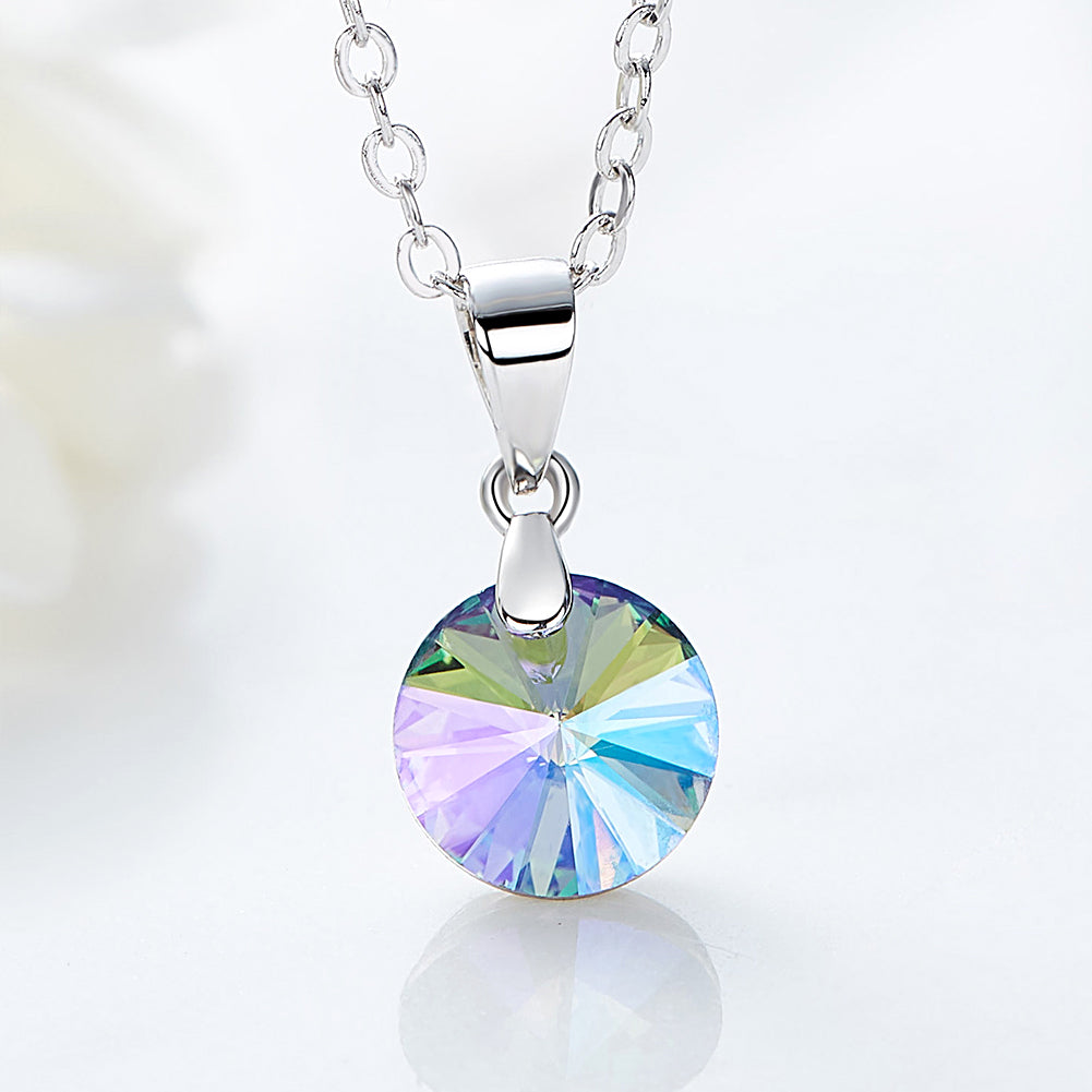 Collier Cristal Rond Vitrail en Argent