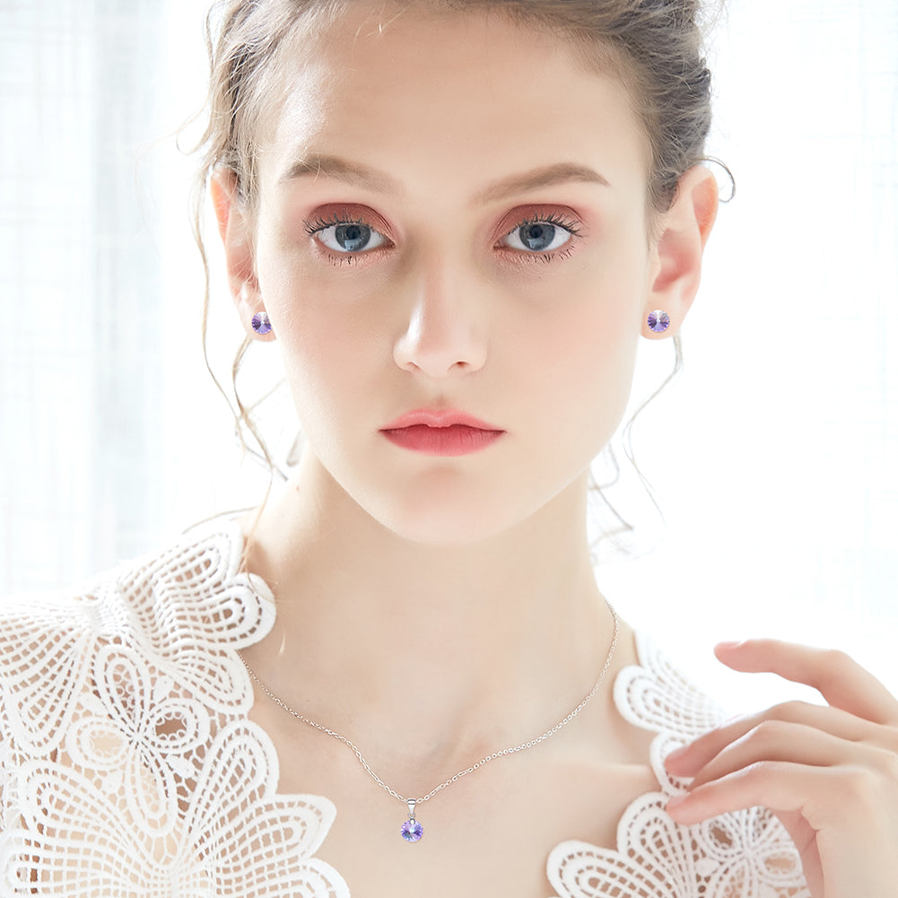 Collier Cristal Rond Vitrail en Argent