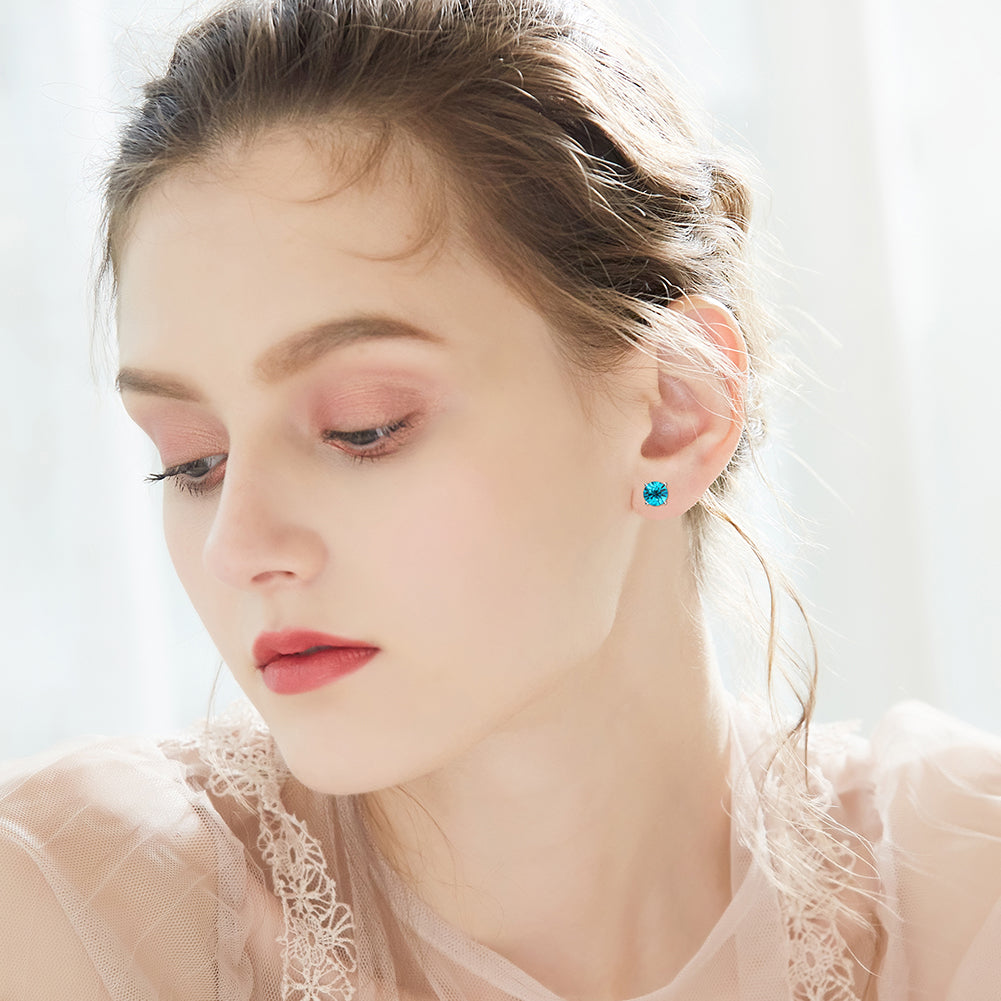 Boucles d'Oreilles Pierre de Naissance Blanc