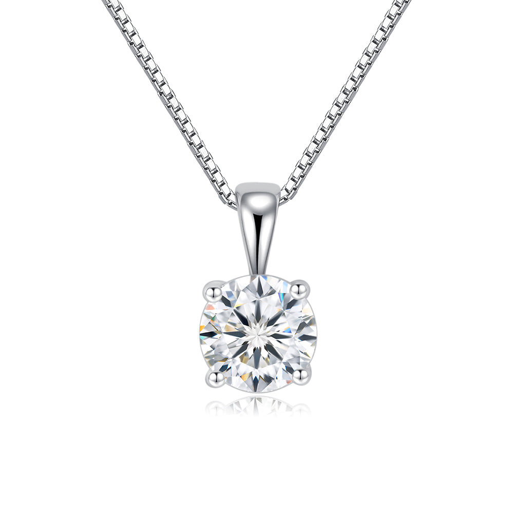 Collier Solitaire Blanc en Argent