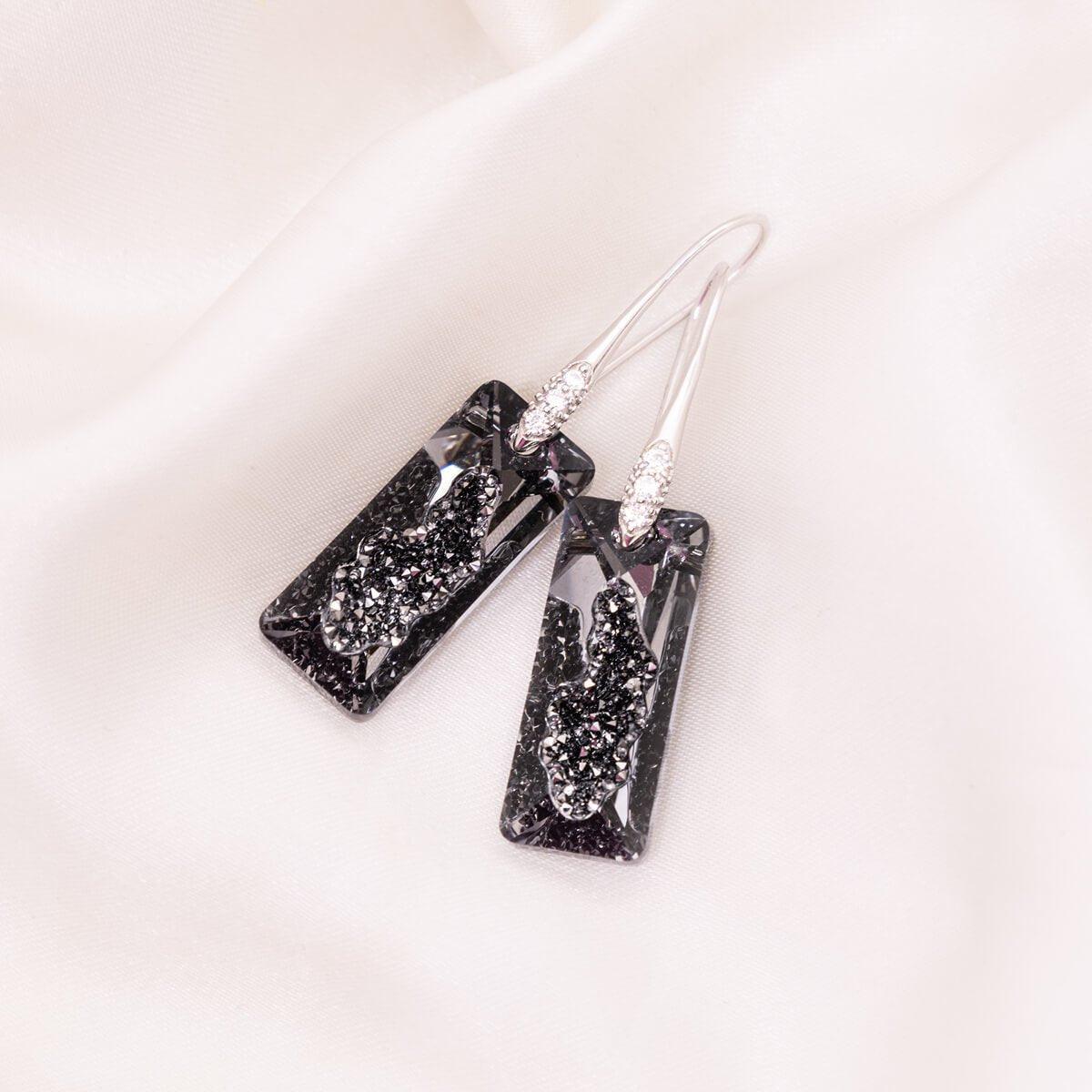 Boucles d'oreilles en cristal noir - Carallor l Site Officiel l Bijoux Uniques