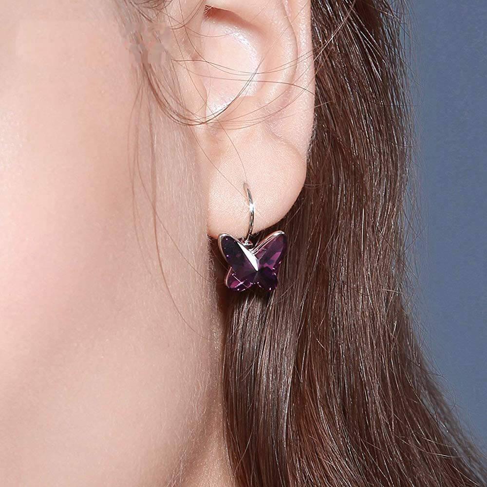 Boucles d'oreilles papillon violet - Carallor l Site Officiel l Bijoux Uniques