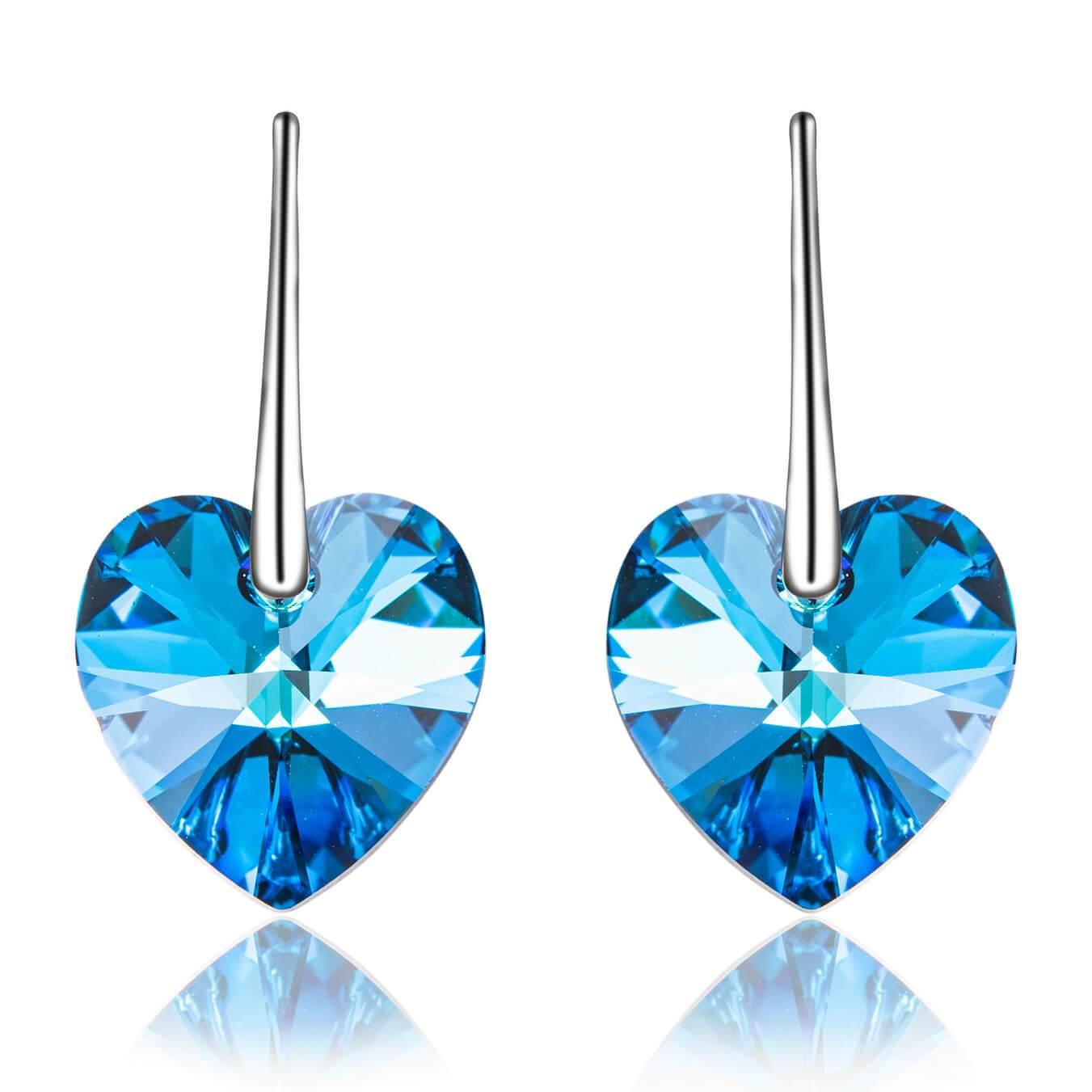 Boucles d'oreilles cœur bleu - Carallor l Site Officiel l Bijoux Uniques