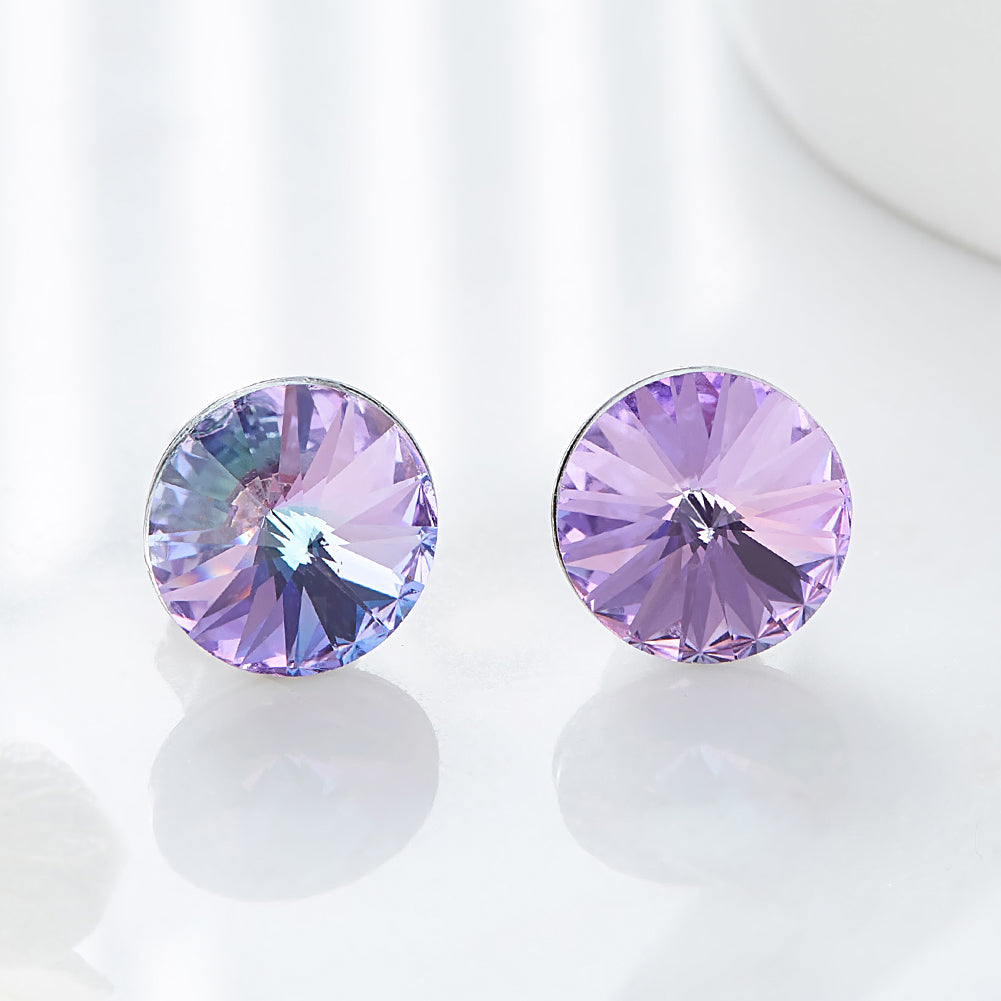 Boucles d'Oreilles Vitrail Violet en Argent