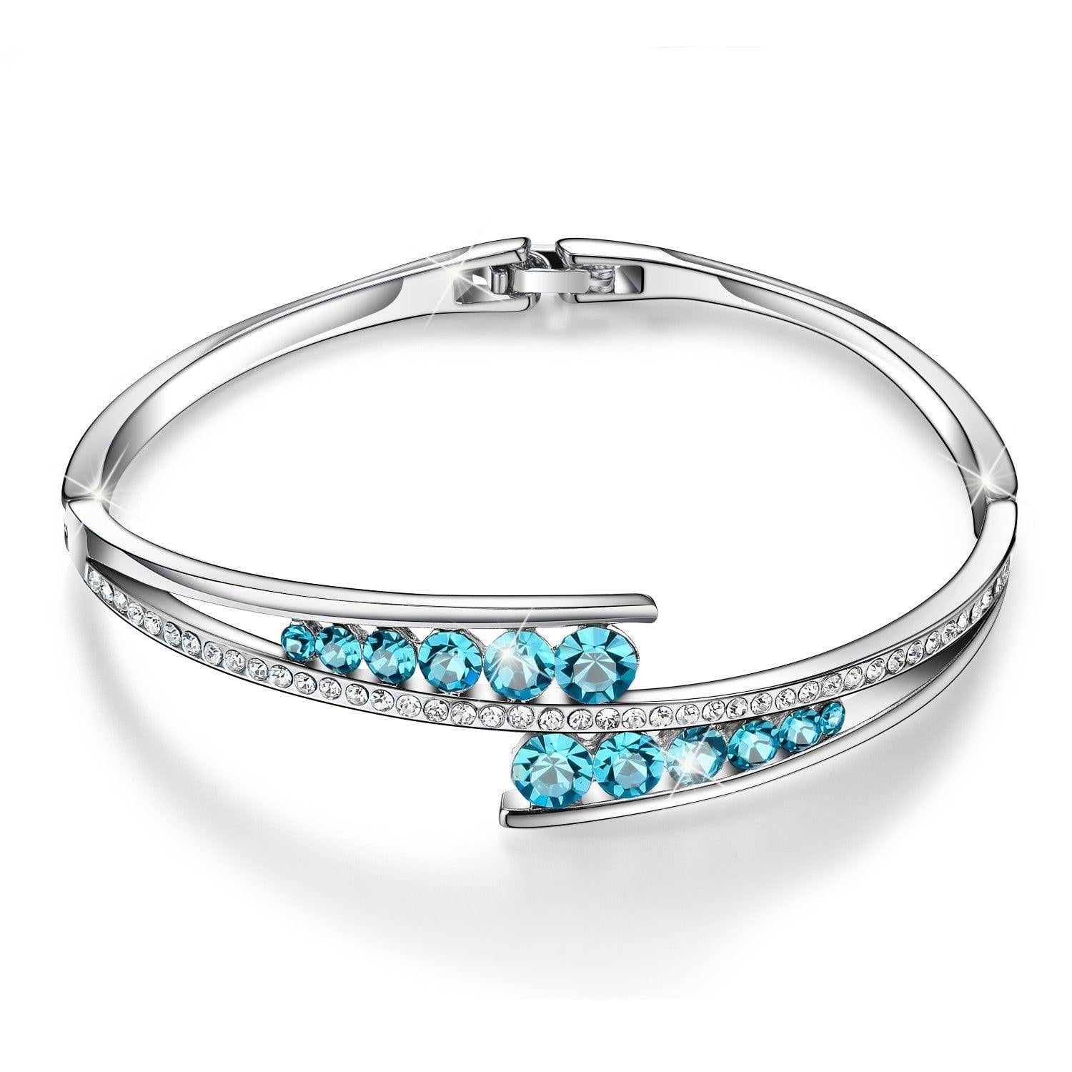 Bracelet en argent sterling et cristal bleu - Carallor l Site Officiel l Bijoux Uniques