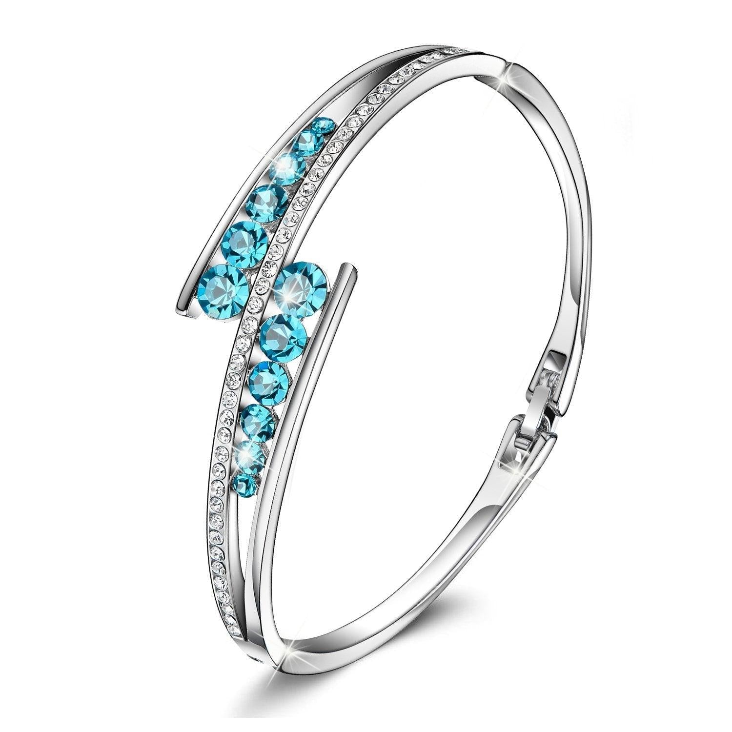 Bracelet en argent sterling et cristal bleu - Carallor l Site Officiel l Bijoux Uniques