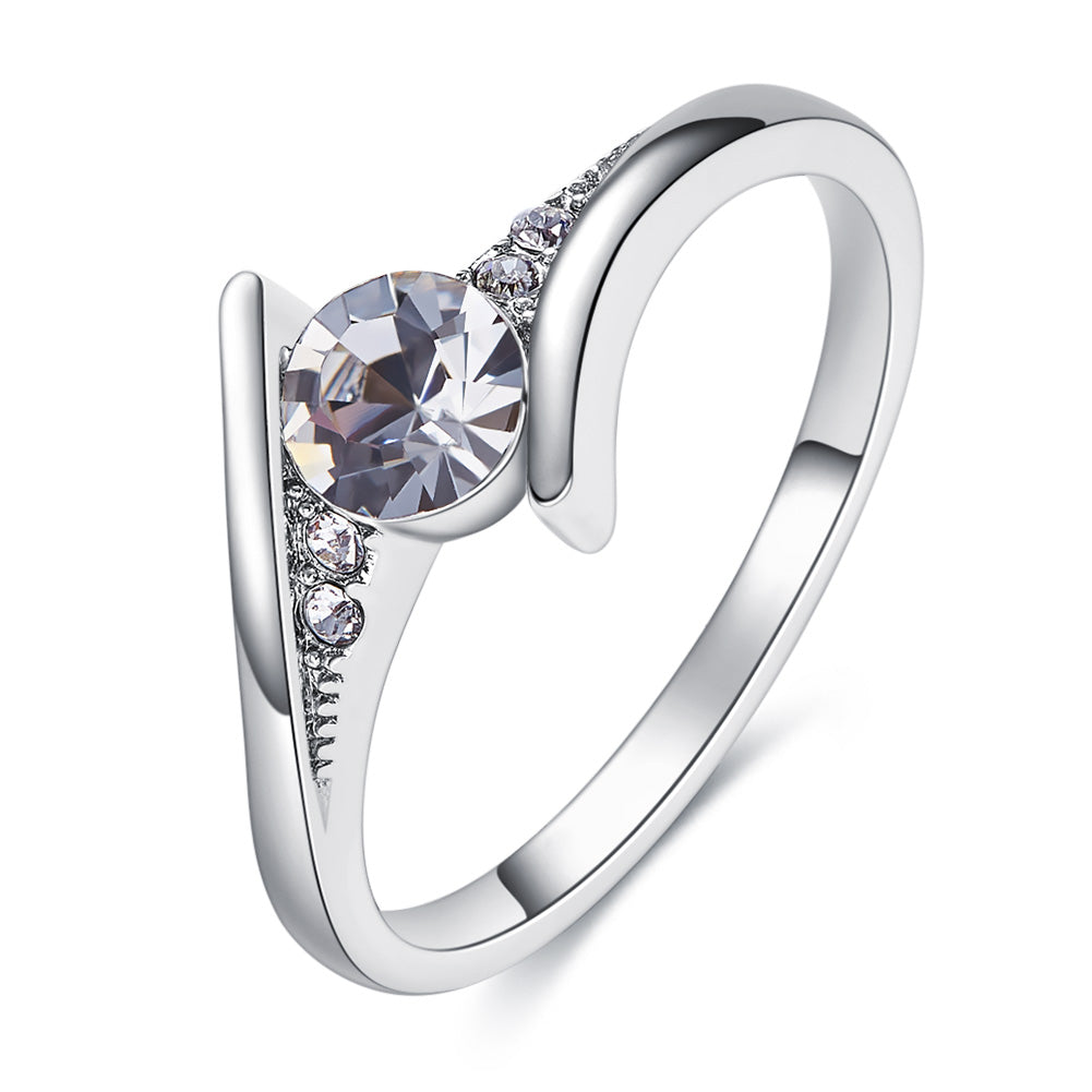 Bague Solitaire Moderne en Argent