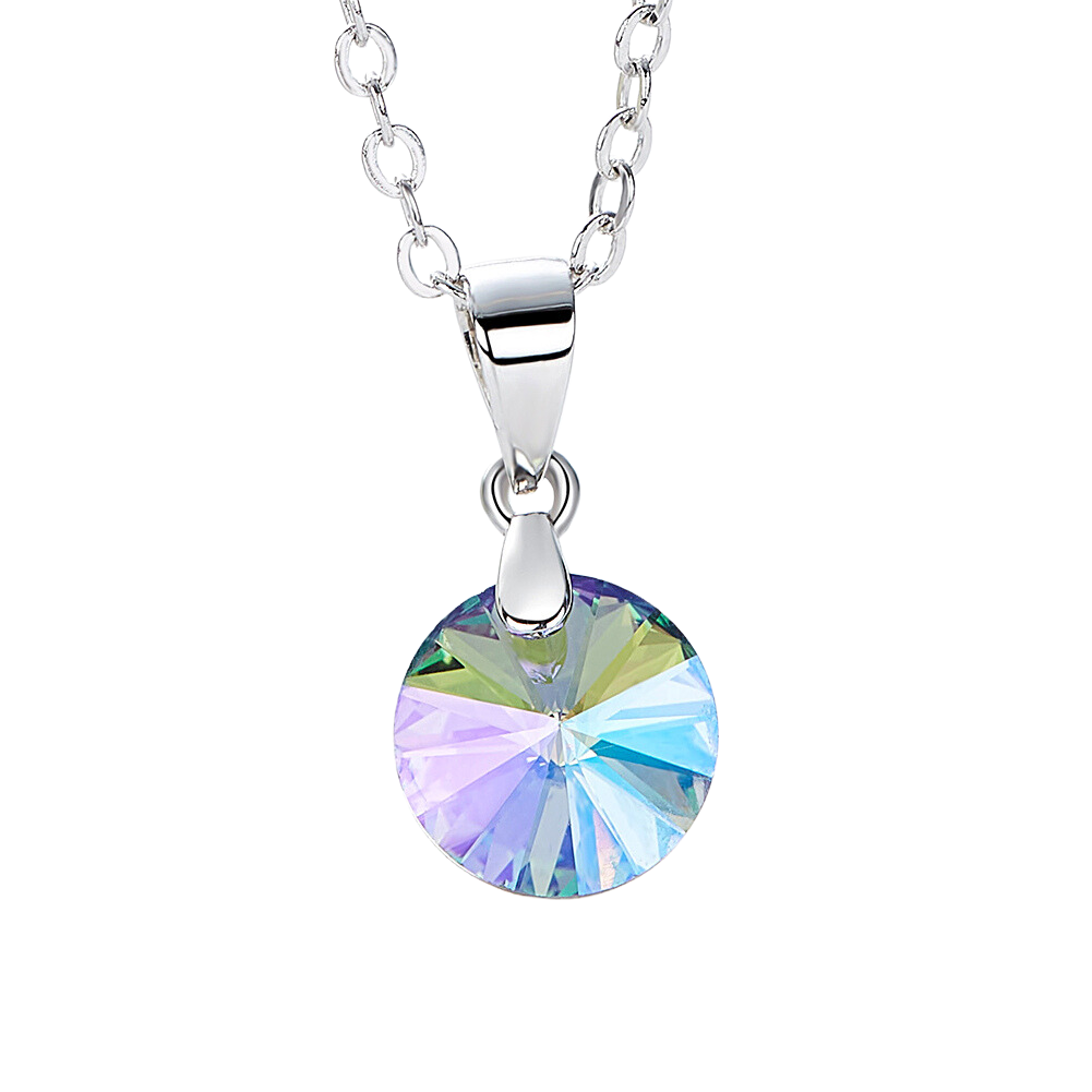 Collier Cristal Rond Vitrail en Argent