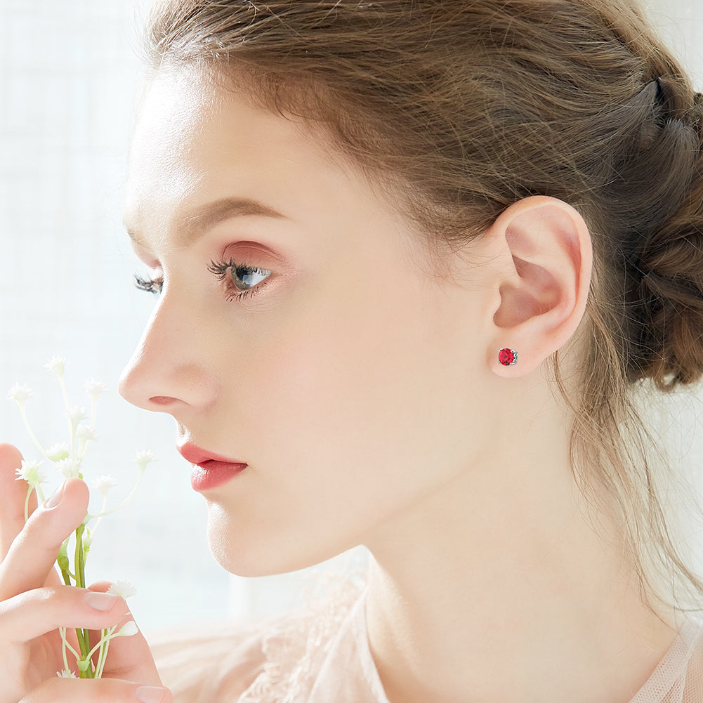 Boucles d'Oreilles Pierre de Naissance Blanc