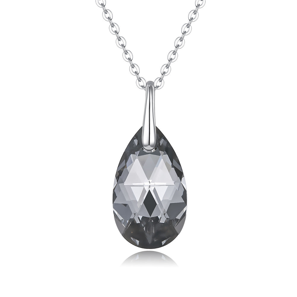 Collier Goutte d'Eau Noir en Argent