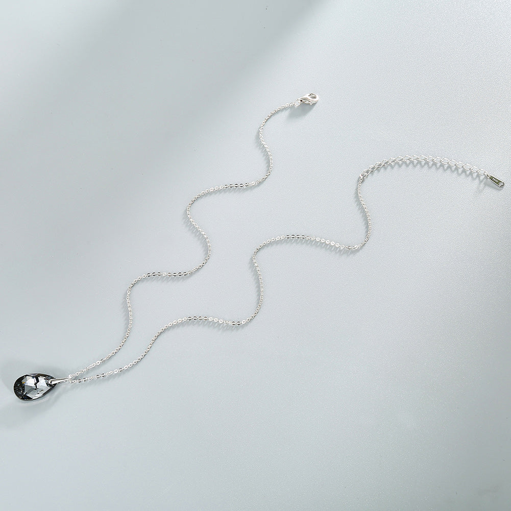 Collier Goutte d'Eau Noir en Argent