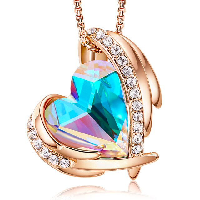 Collier cœur aurore boréale orné de cristaux Swarovski® - Carallor l Site Officiel l Bijoux Uniques