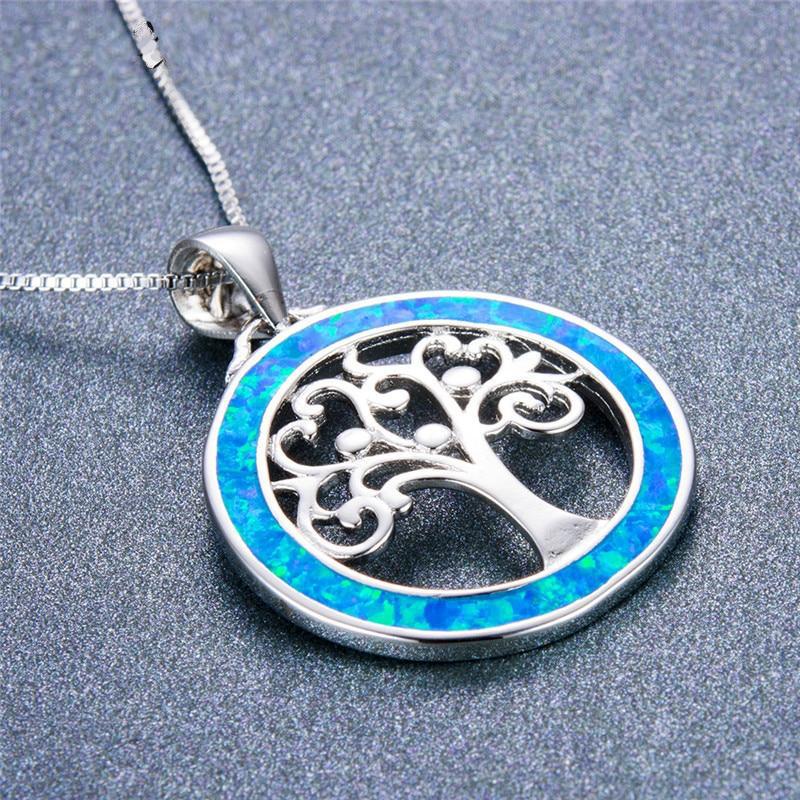 Collier arbre de vie en opales bleues - Carallor l Site Officiel l Bijoux Uniques